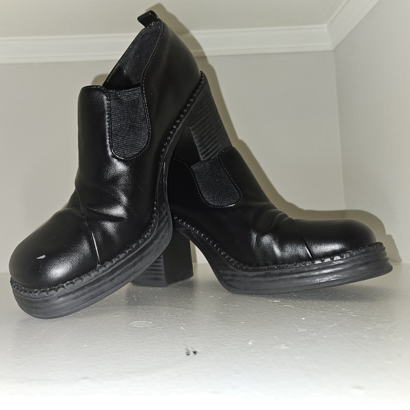 Vintage Y2K So Leather Chunky Platform Heel Slip On 7M Black - Picture 13 of 16